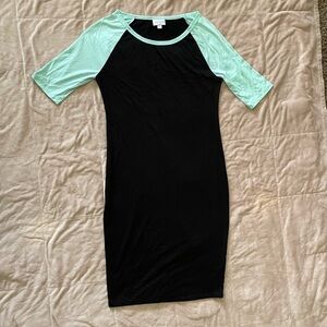 LuLaRoe Black and Mint Bodycon Midi Dress Julia